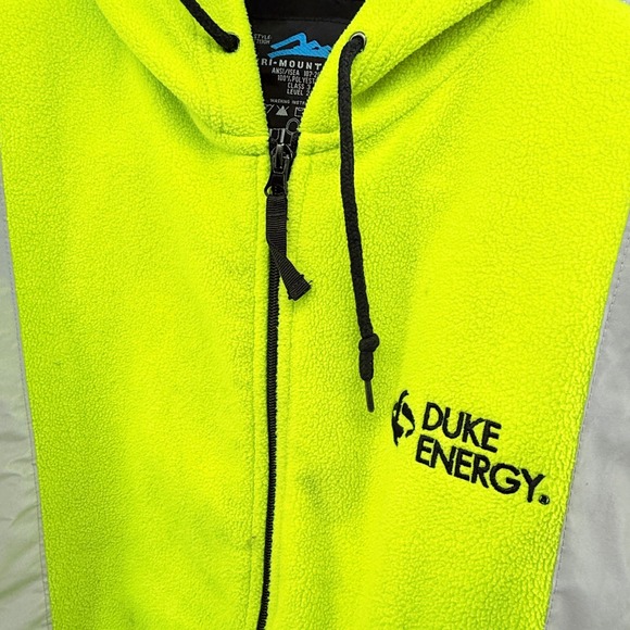 Tri Mountain Duke Energy Hi Vis Safety Fleece Hoodie Zip Up ANSI Class 3 Level 2 - Picture 2 of 7